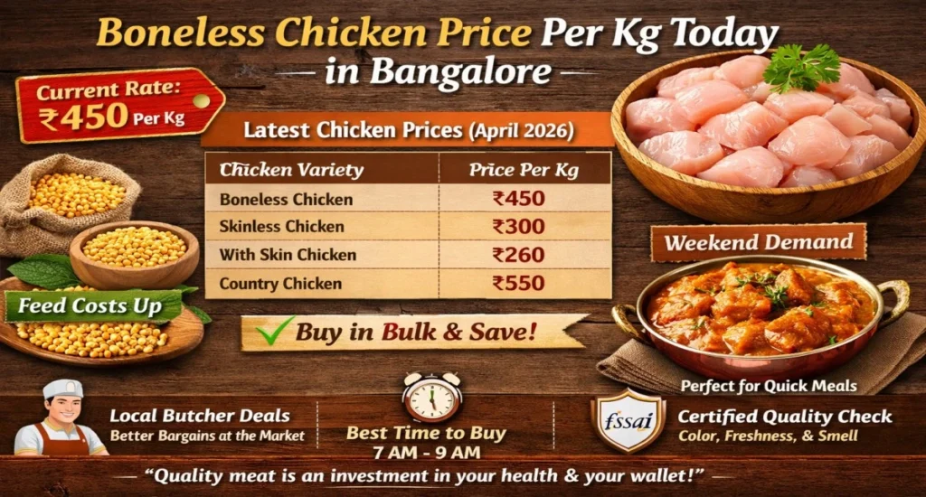 Boneless chicken price per kg today in Bangalore guide with buying tips and freshness checklist